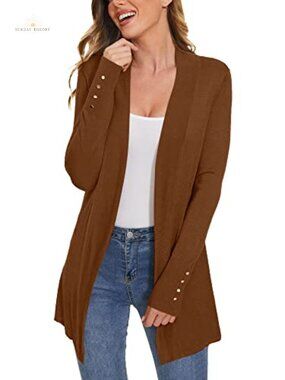 Open Front Long Cardigan Sweater Dressy Casual Knit Lightweight